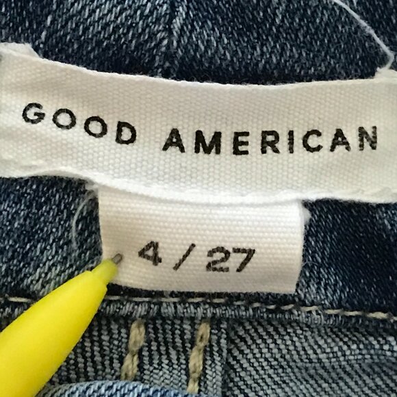Good American Good Waist Jeans Women 4/27 Blue High Rise Distressed GWCCH075T - Picture 3 of 12